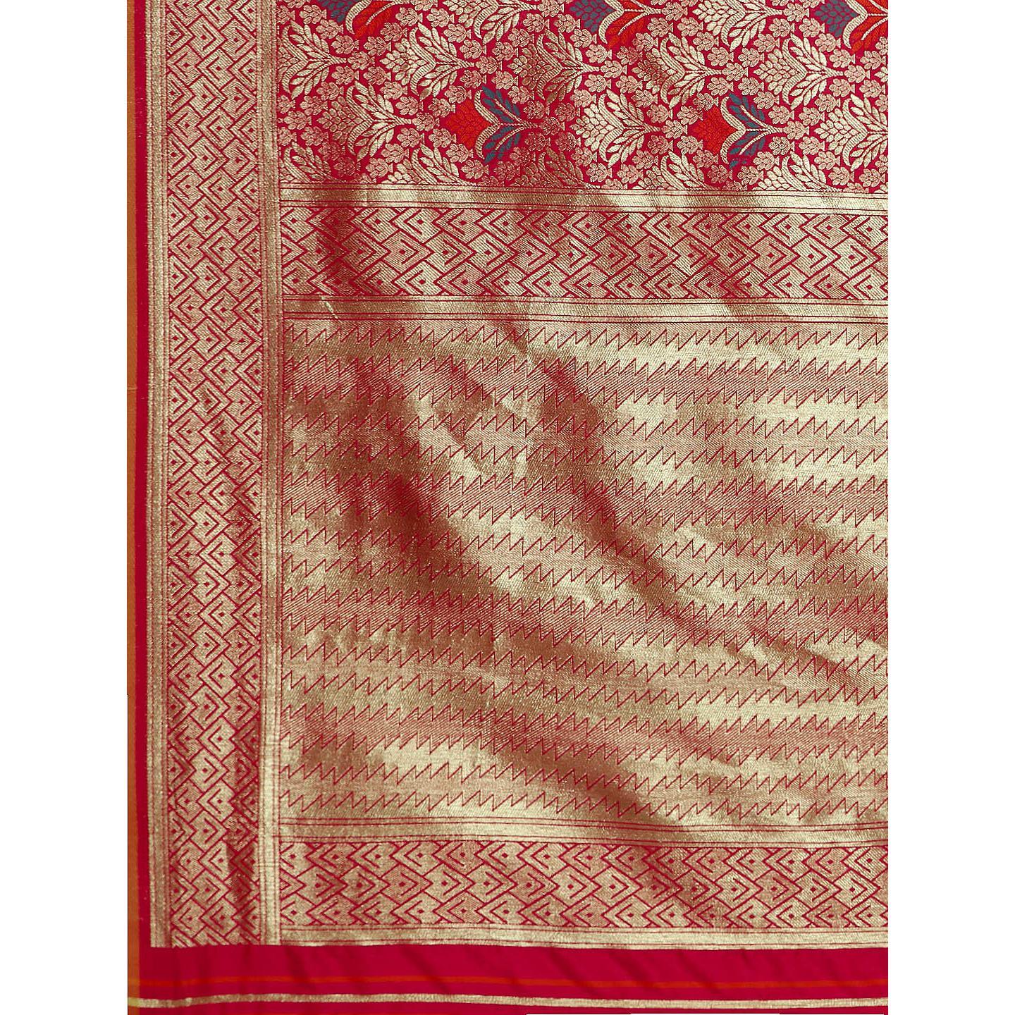 Pink Festive Wear Woven Kanjivaram Silk Saree - Peachmode