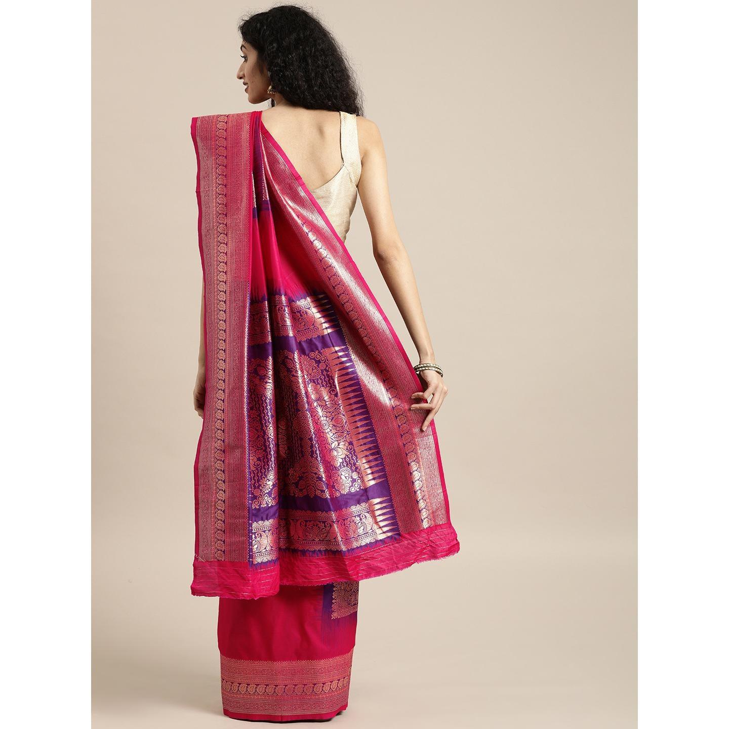 Pink Festive Wear Woven Kanjivaram Silk Saree - Peachmode