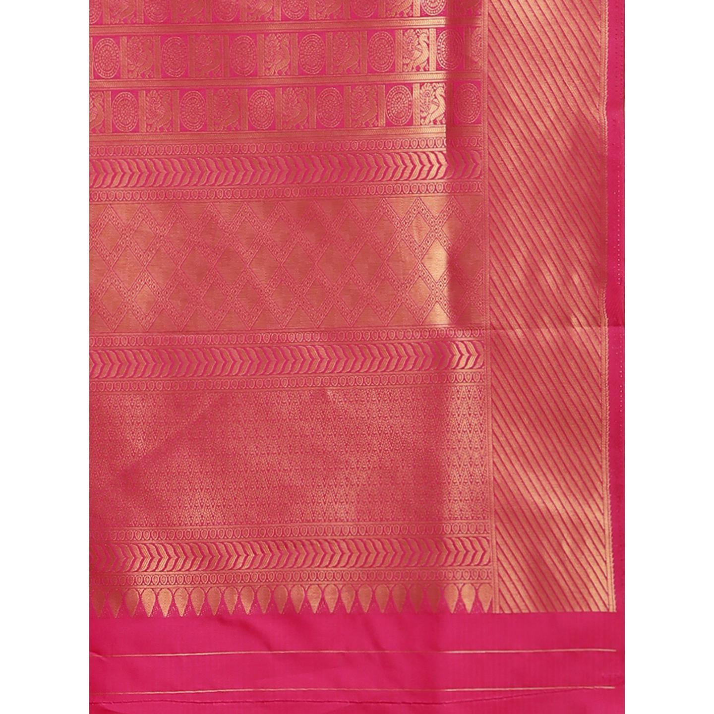 Pink Festive Wear Woven Kanjivaram Silk Saree - Peachmode
