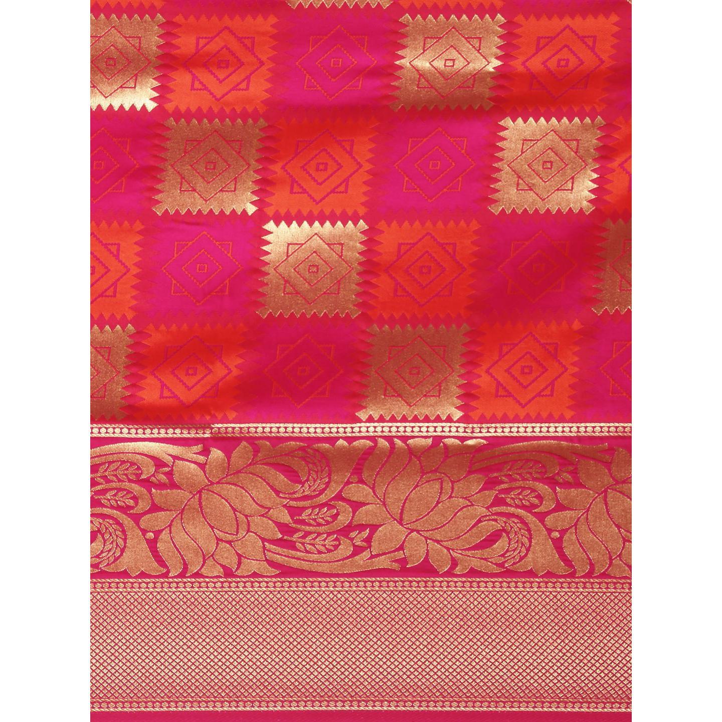 Pink Festive Wear Woven Kanjivaram Silk Saree - Peachmode