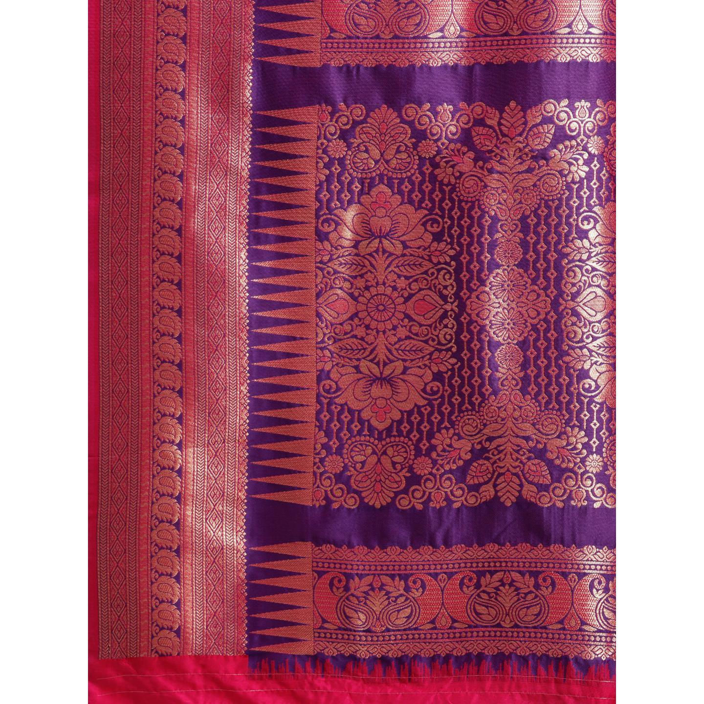 Pink Festive Wear Woven Kanjivaram Silk Saree - Peachmode