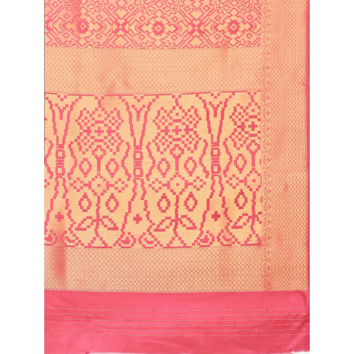 Pink Festive Wear Woven Kanjivaram Silk Saree - Peachmode
