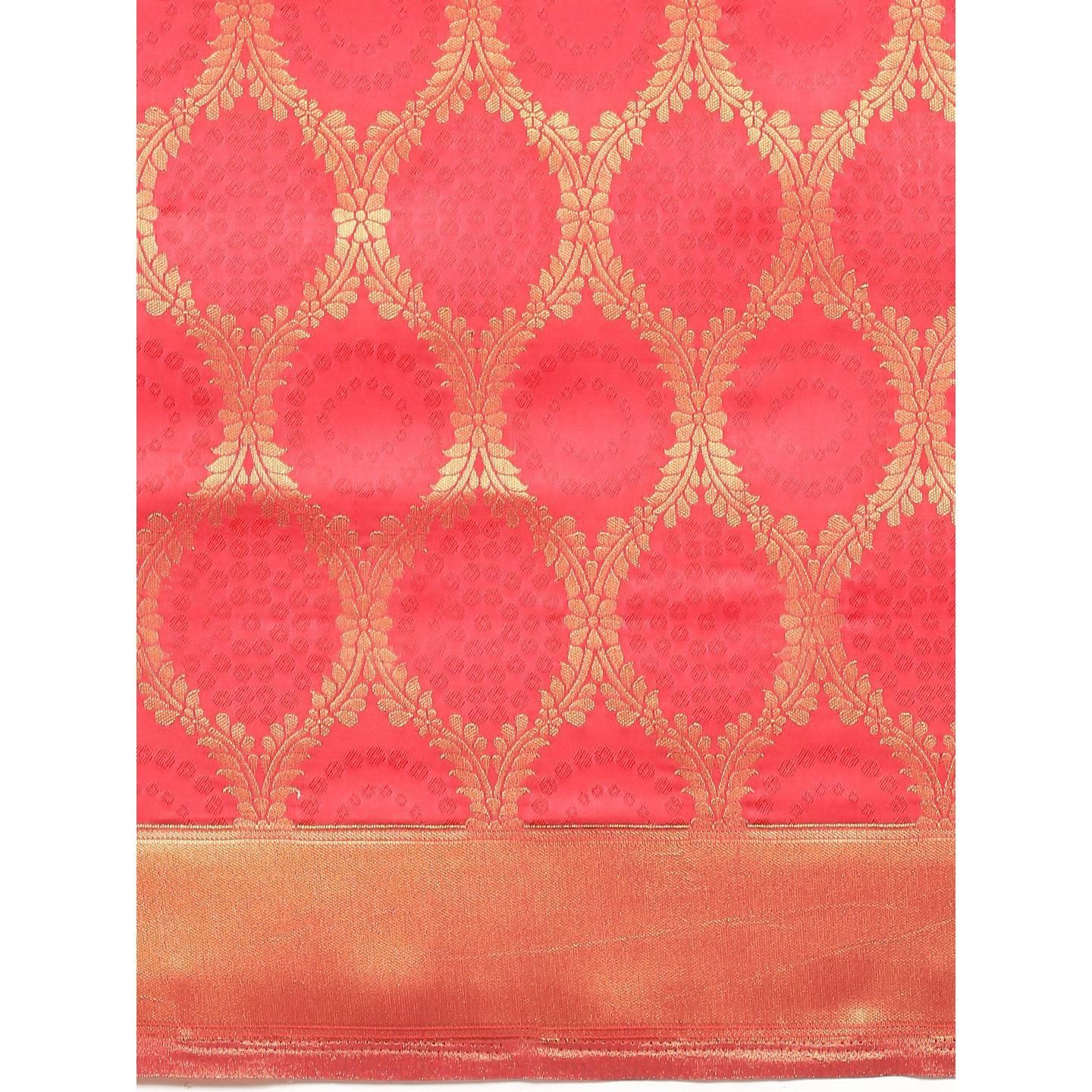 Pink Festive Wear Woven Kanjivaram Silk Saree - Peachmode