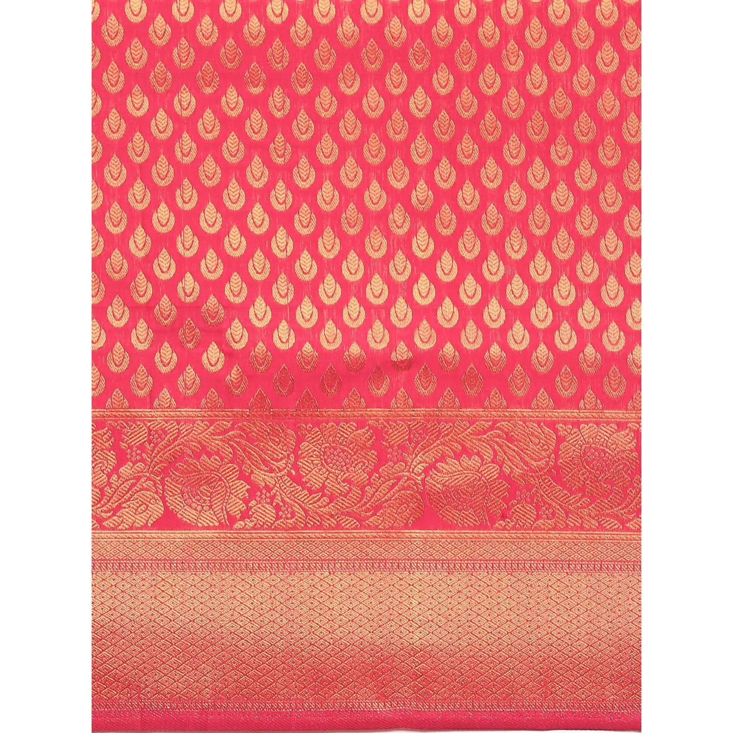 Pink Festive Wear Woven Kanjivaram Silk Saree - Peachmode