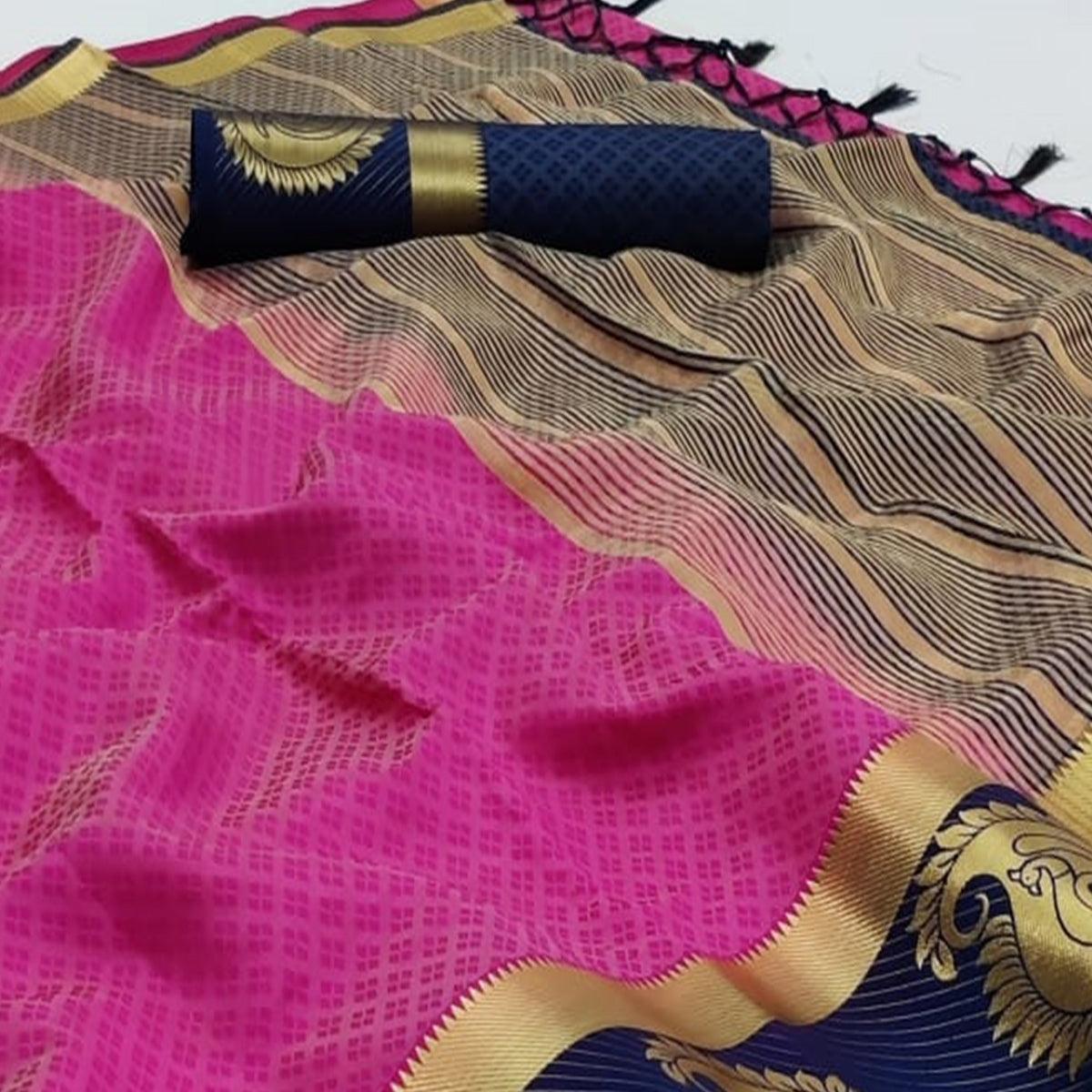Pink Festive Wear Woven Kanjiwaram Art Silk Saree - Peachmode