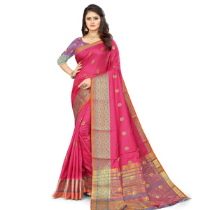 Pink Festive Wear Woven Maithili Silk Saree - Peachmode