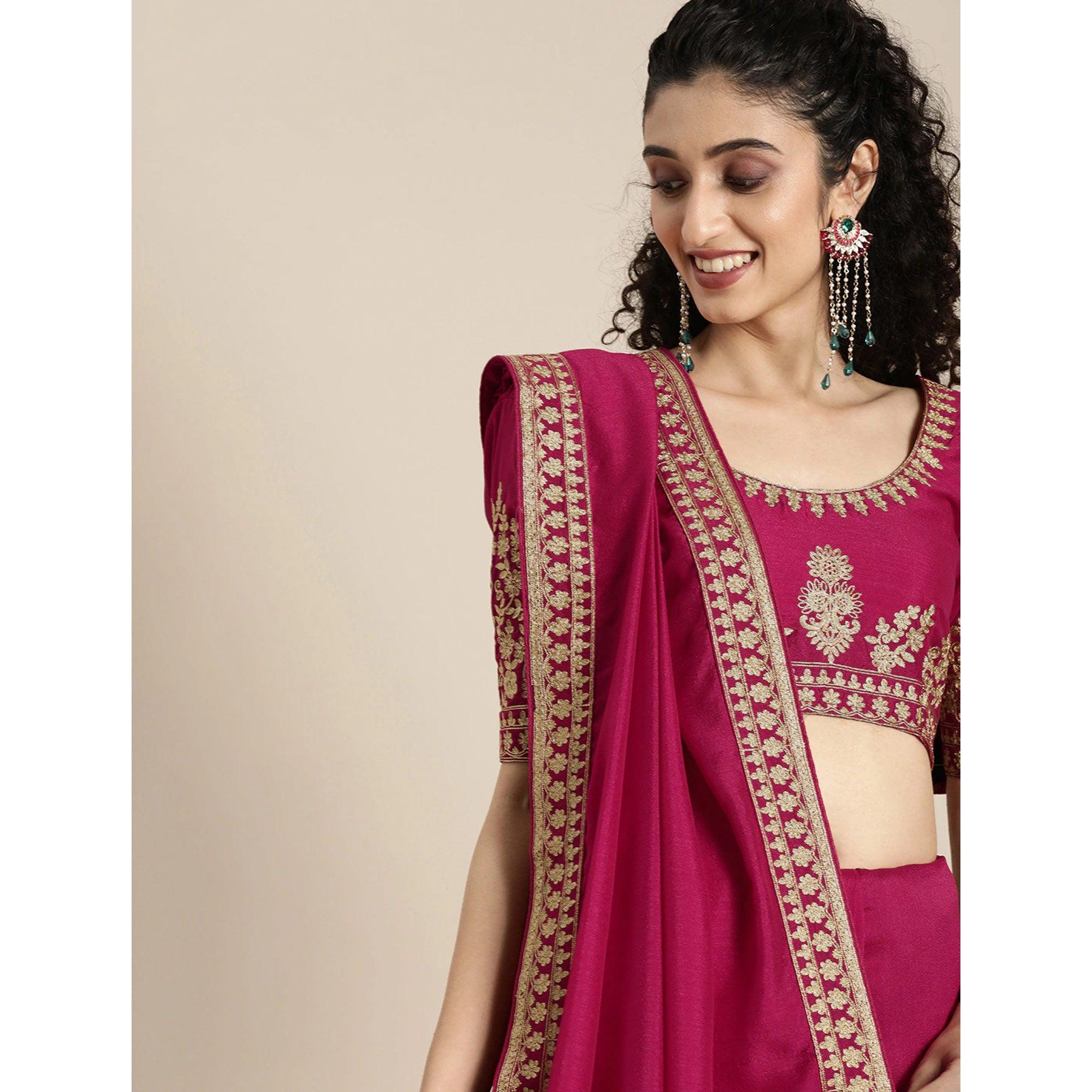 Pink Festive Wear Woven Silk Saree - Peachmode