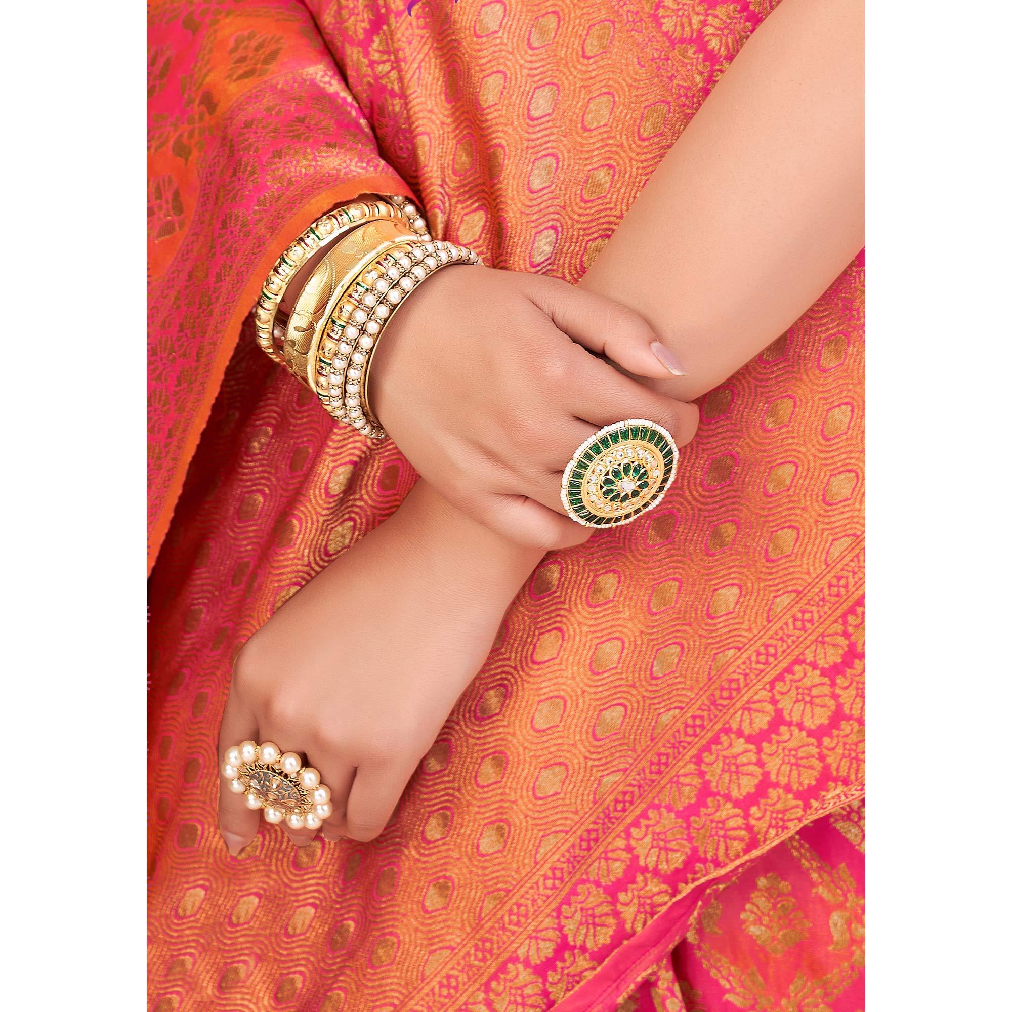 Pink Festive Wear Zari Woven Banarasi Silk Saree - Peachmode