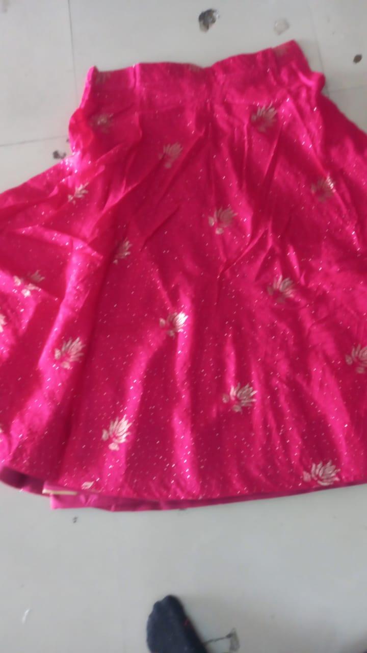 Pink Floral Printed Tapetta Silk Lehenga - Peachmode