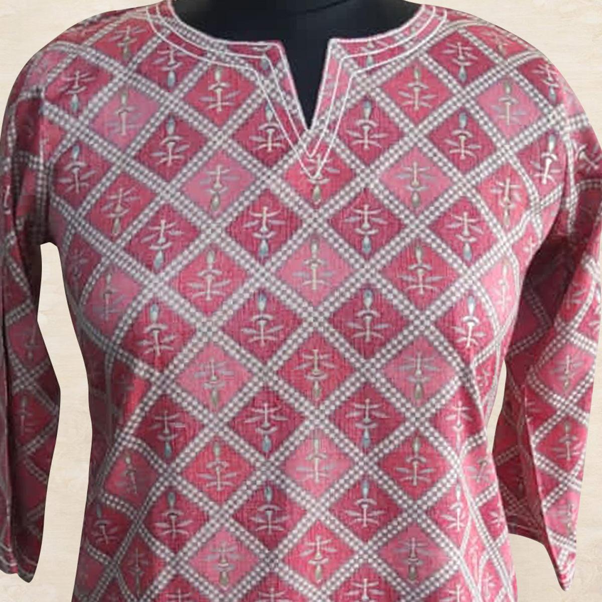 Pink Foil Printed Rayon Top - Peachmode
