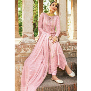 Pink Party Wear Embroidered Georgette Suit - Peachmode