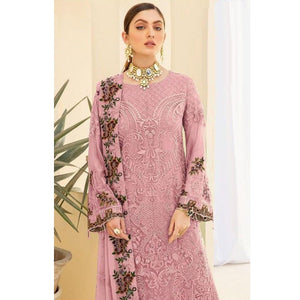 Pink Partywear Embroidered & Embellished Georgette Pakistani Suit - Peachmode
