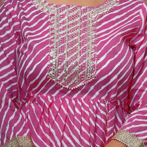 Pink Printed With Embroidered Pure Cotton Sharara Suit - Peachmode
