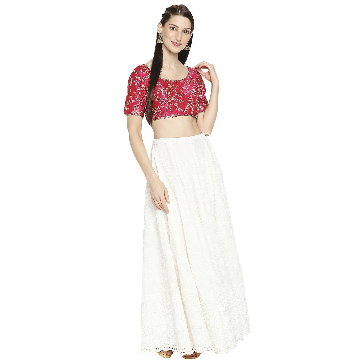 Pink Sequence Embroidered Mulbury Silk Readymade Saree Blouse - Peachmode