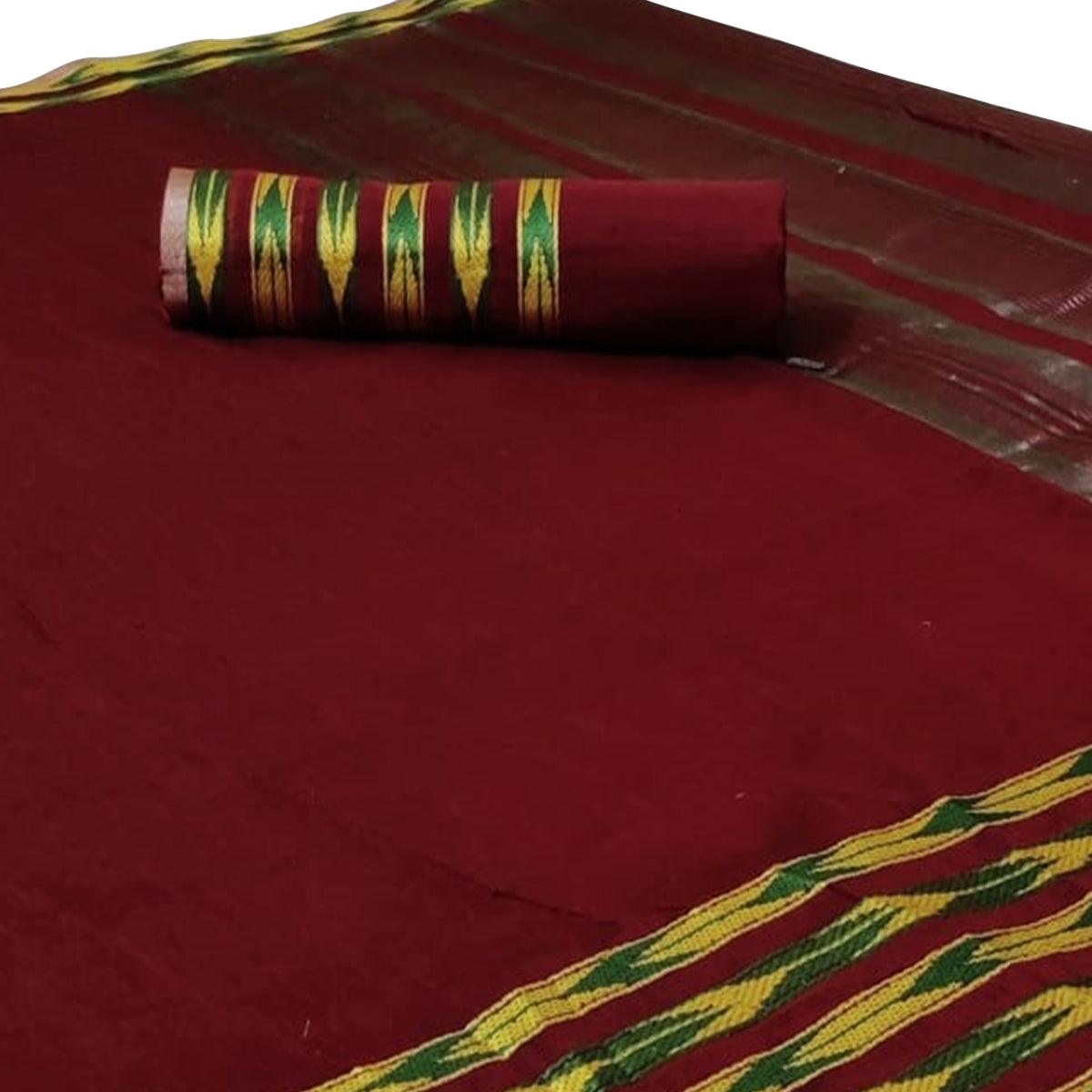 Pleasance Maroon Colored Festive Wear Woven Silk Saree - Peachmode