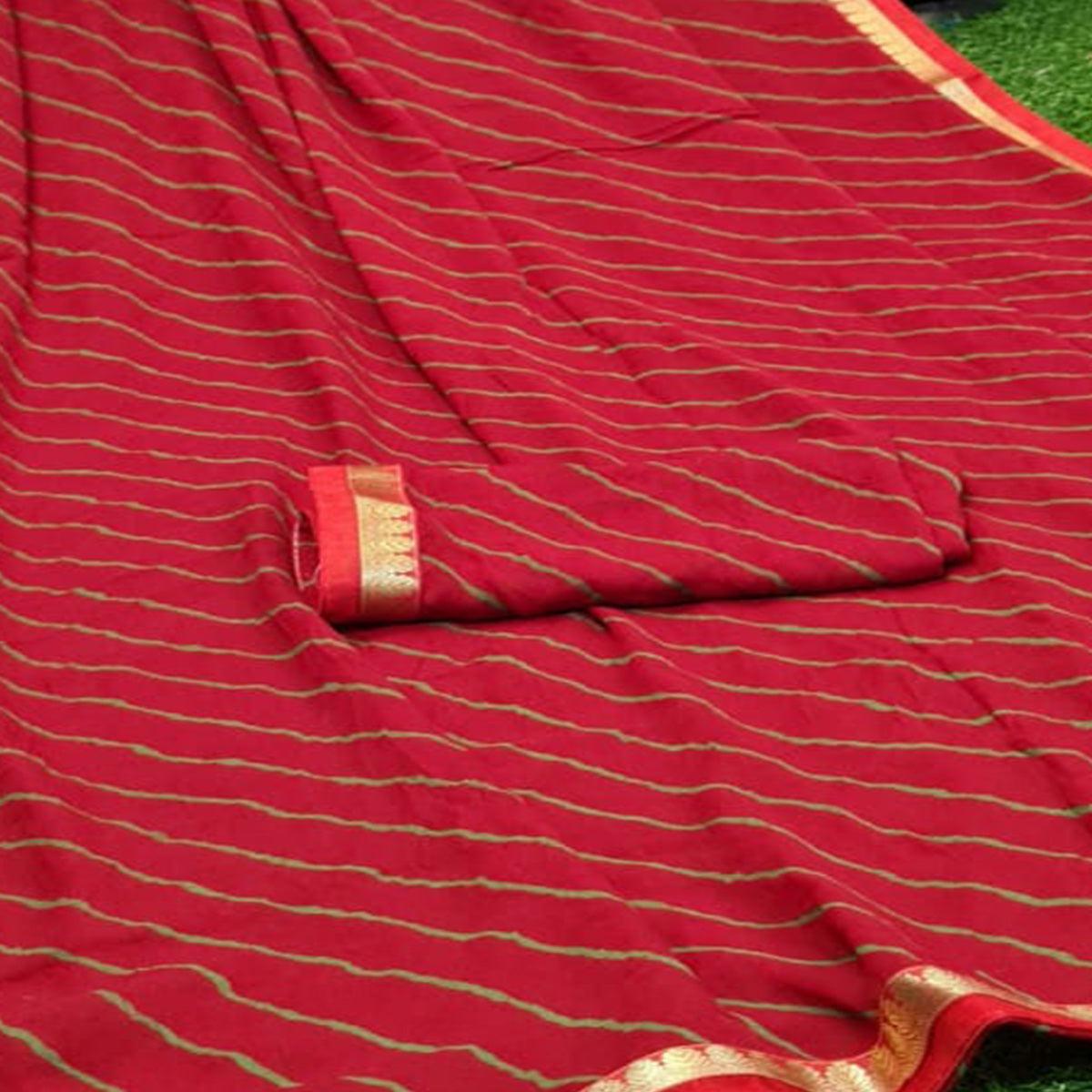 Pleasance Maroon Coloured Casual Wear Printed Moss Georgette Saree - Peachmode