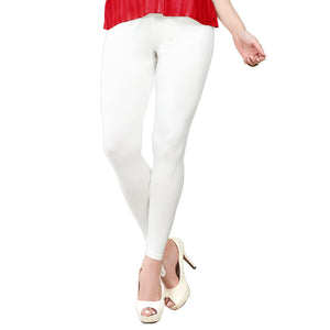 Pleasance White Colored Casual Wear Ankle Length Leggings - Peachmode