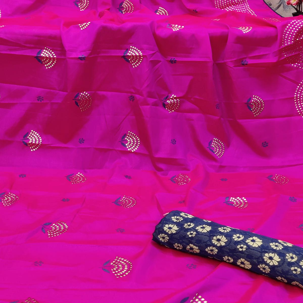 Pleasant Pink Colored Festive Wear Embellished Art Silk Saree - Peachmode