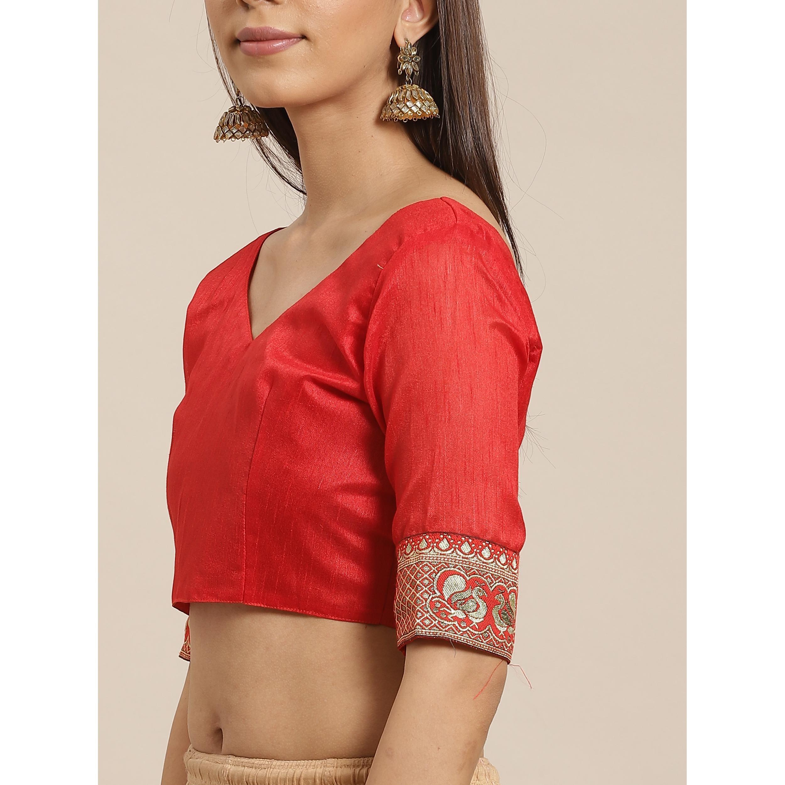 Preferable Green Colored Festive Woven Silk Blend Saree - Peachmode