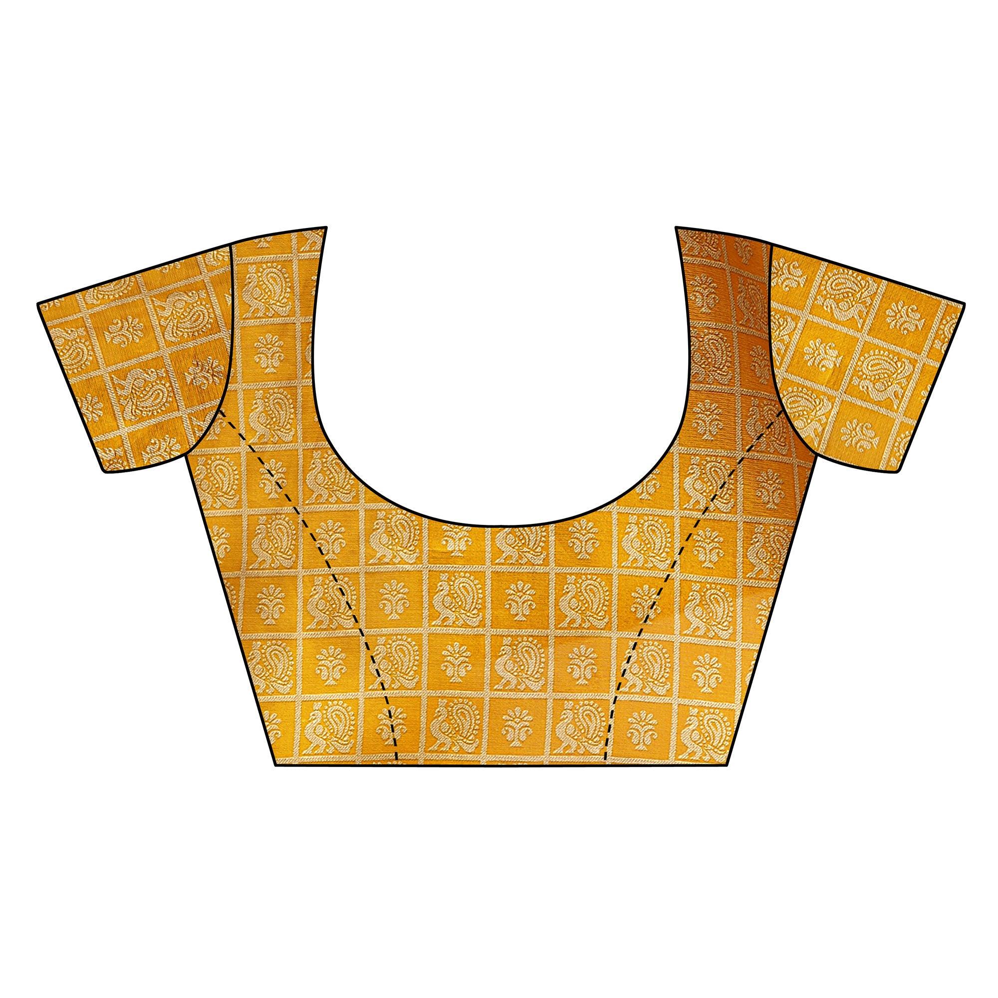 Preferable Off White-Light Orange Colored Festive Wear Art Silk Saree - Peachmode