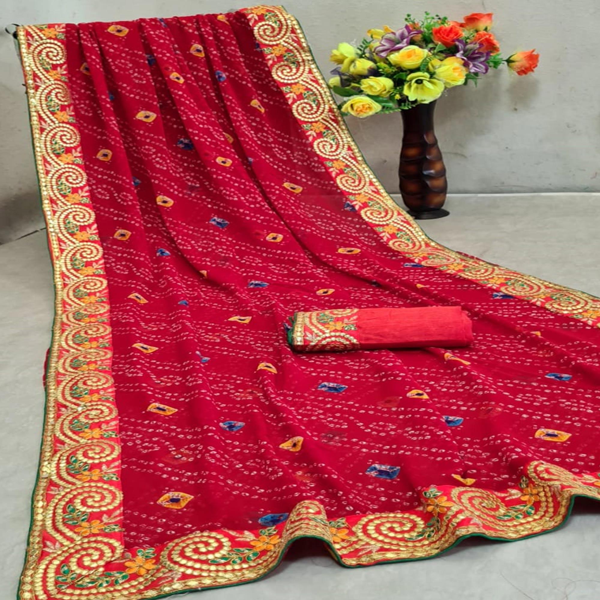 Pretty Dark Pink Colored Festive Wear Woven Dora Silk Saree - Peachmode