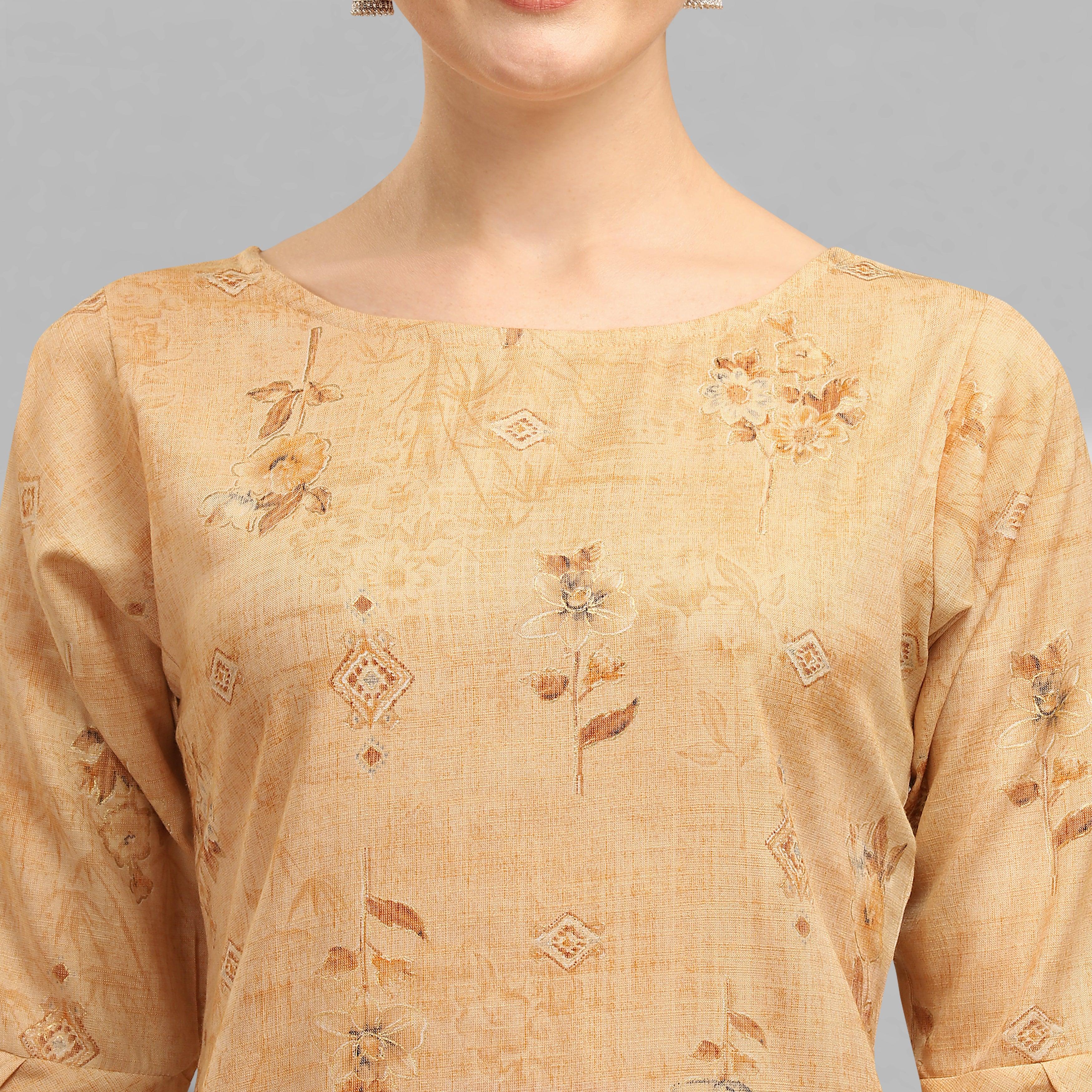 Pretty Yellow Colored Casual Wear Foil Printed Rayon Top - Peachmode