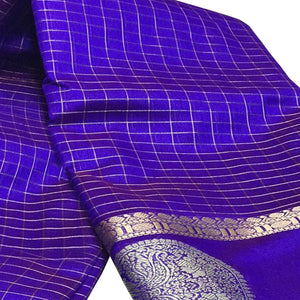 Prominent Violet Colored Festive Wear Woven Silk Saree - Peachmode