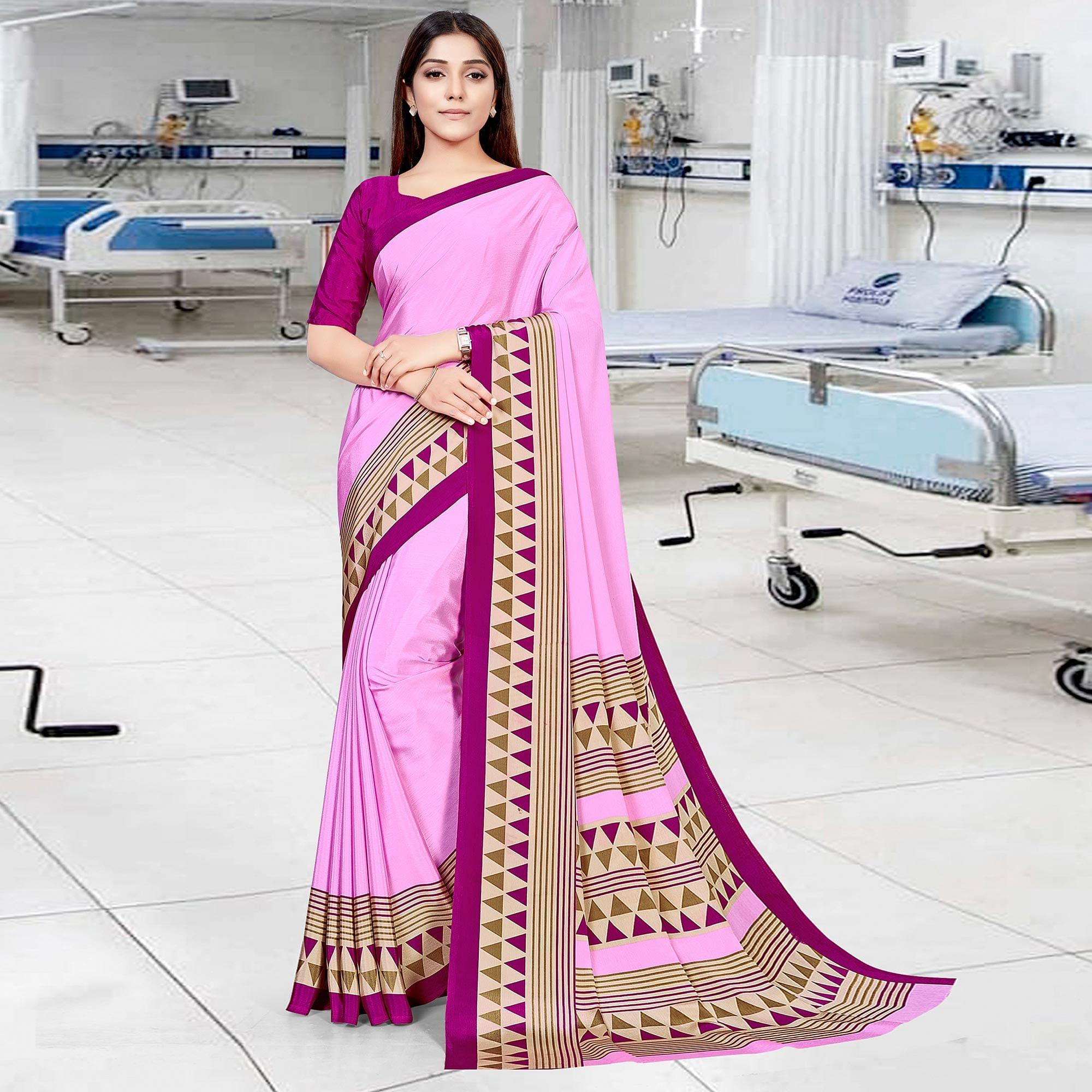 Purple Casual Wear Solid Silk Saree - Peachmode