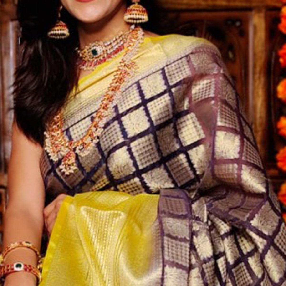 Purple Festive Wear Woven Banarasi Silk Saree - Peachmode