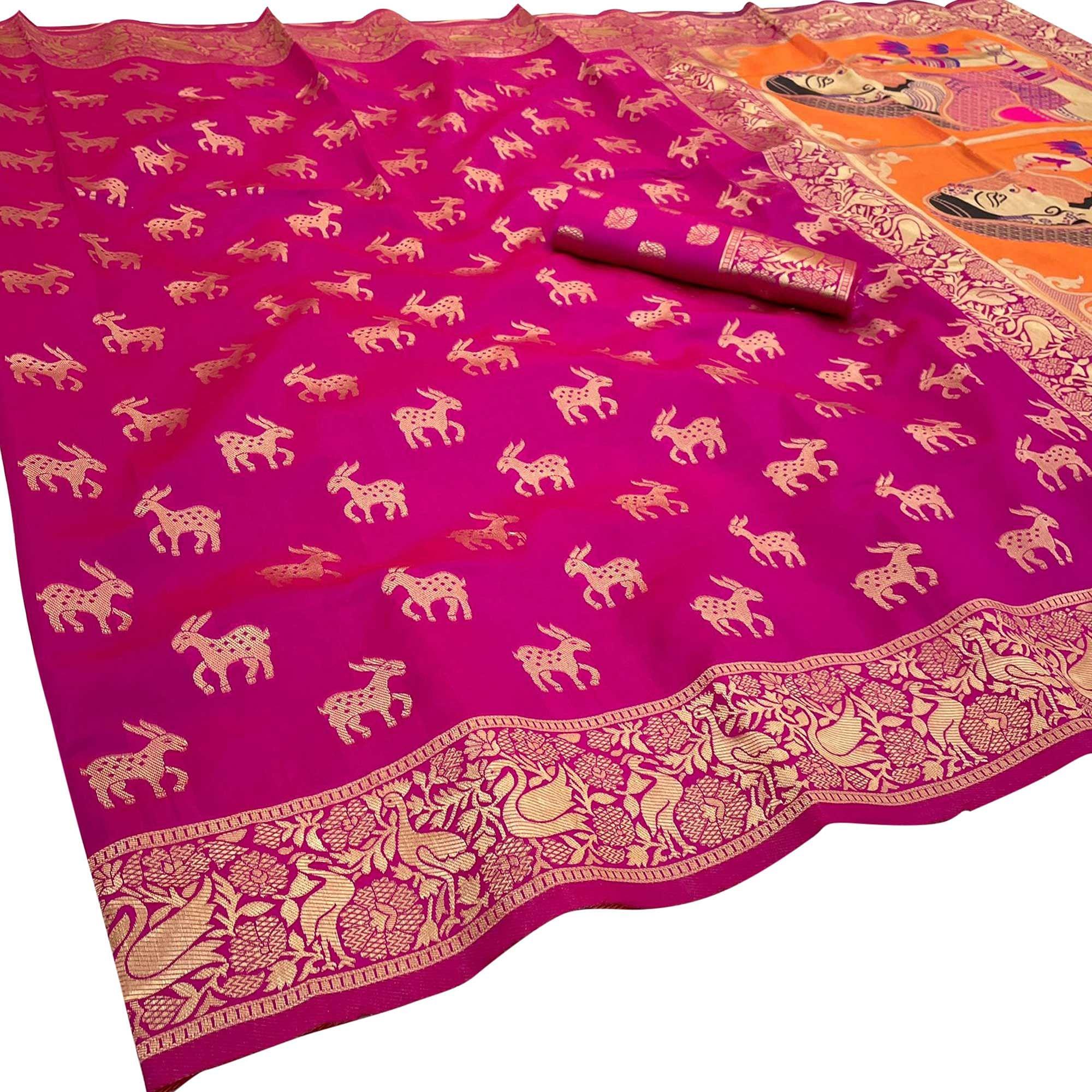 Purple Festive Wear Woven Banarasi Silk Saree - Peachmode