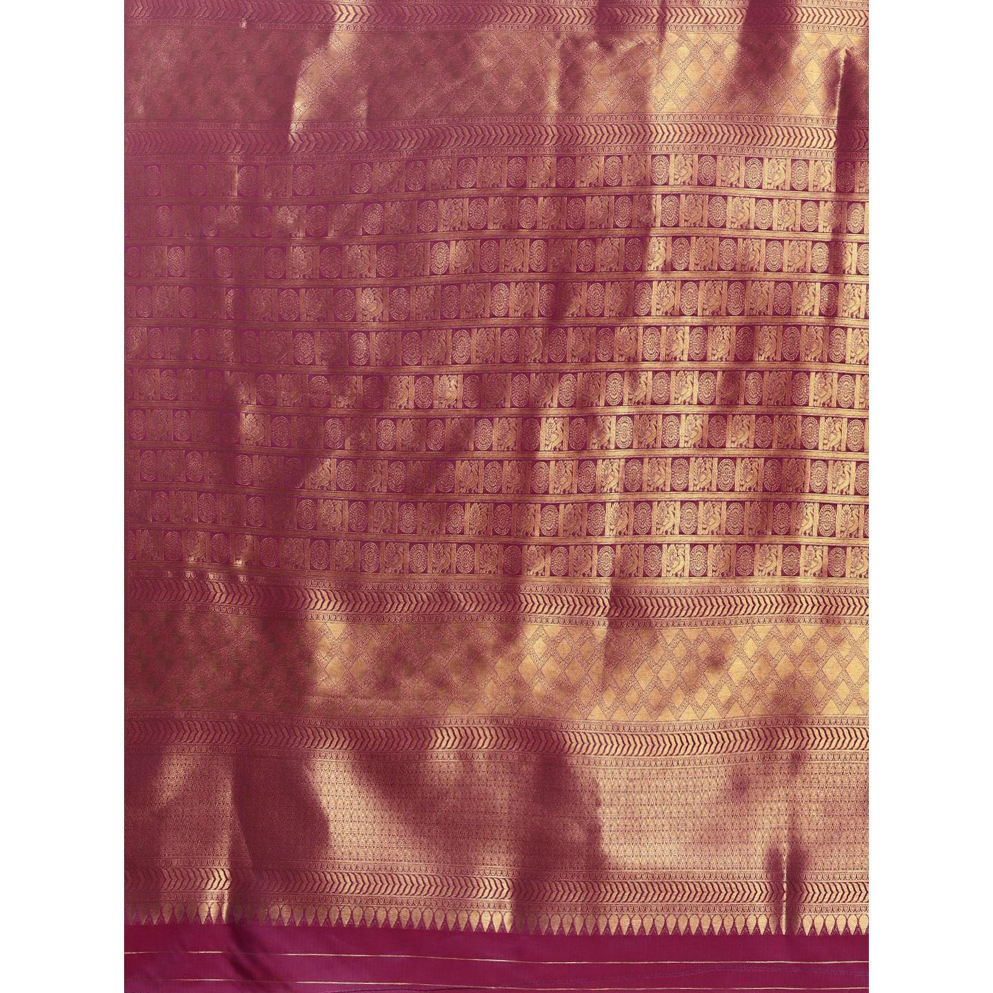 Purple Festive Wear Woven Kanjivaram Silk Saree - Peachmode