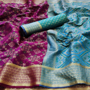 Purple Festive Wear Woven Patola Silk Saree - Peachmode