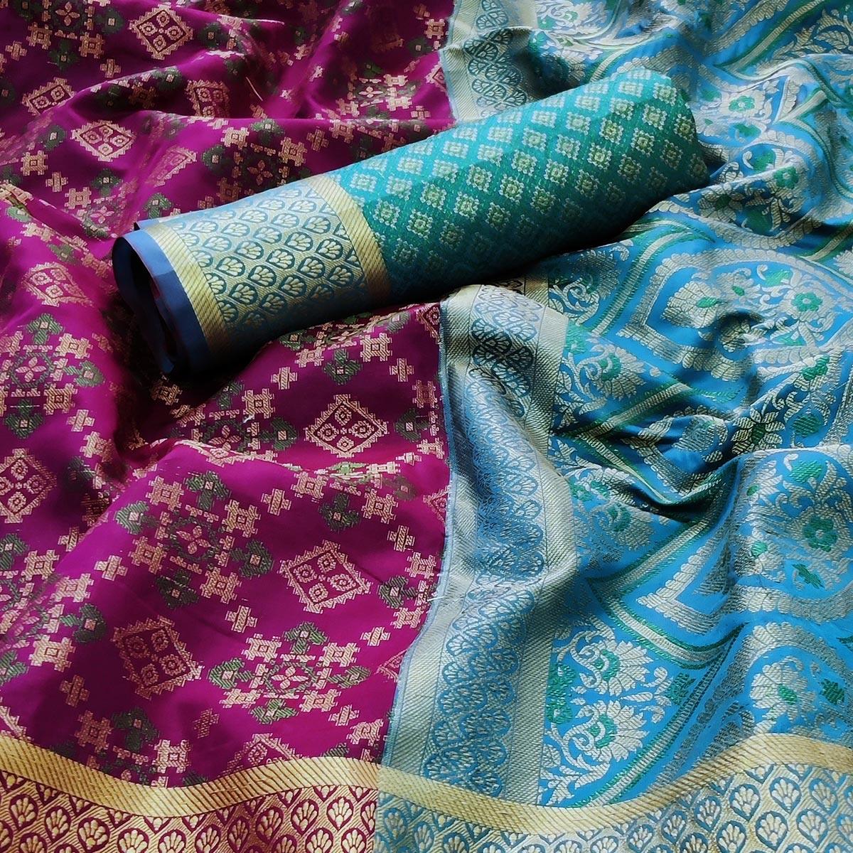 Purple Festive Wear Woven Patola Silk Saree - Peachmode