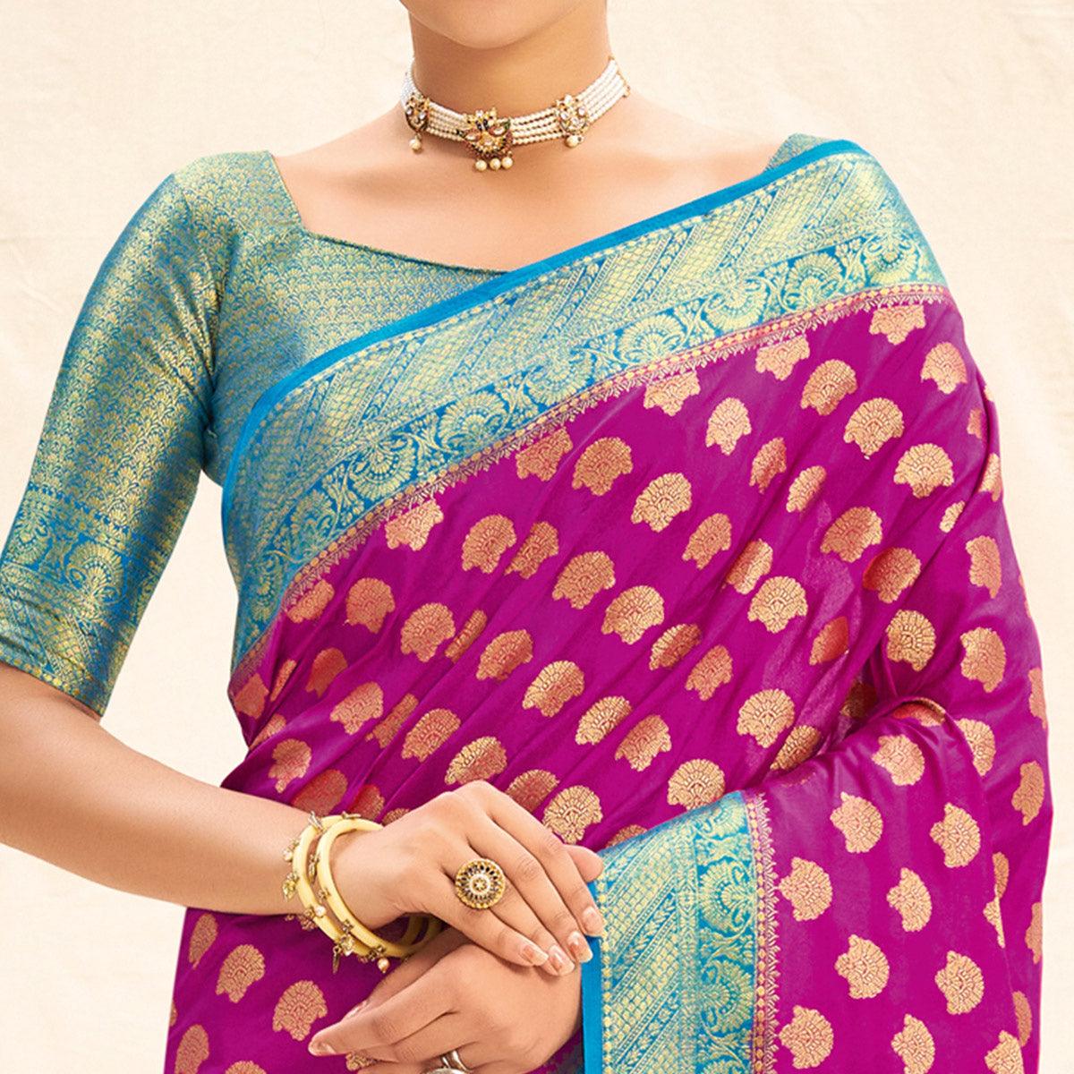 Purple Festive Wear Woven Silk Saree - Peachmode