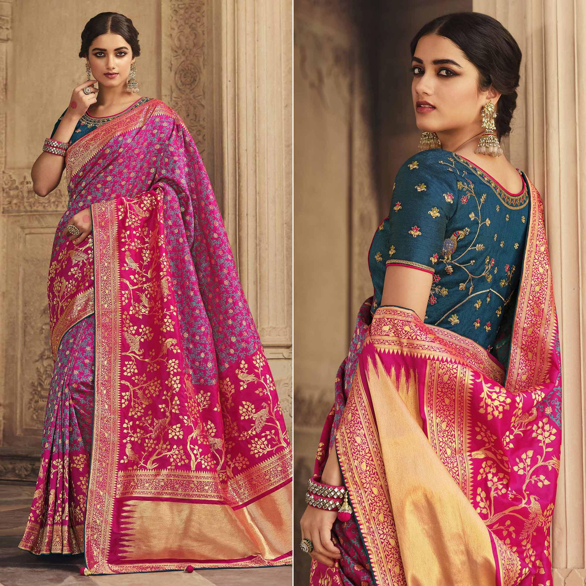 Purple Festive Wear Woven Silk Saree - Peachmode