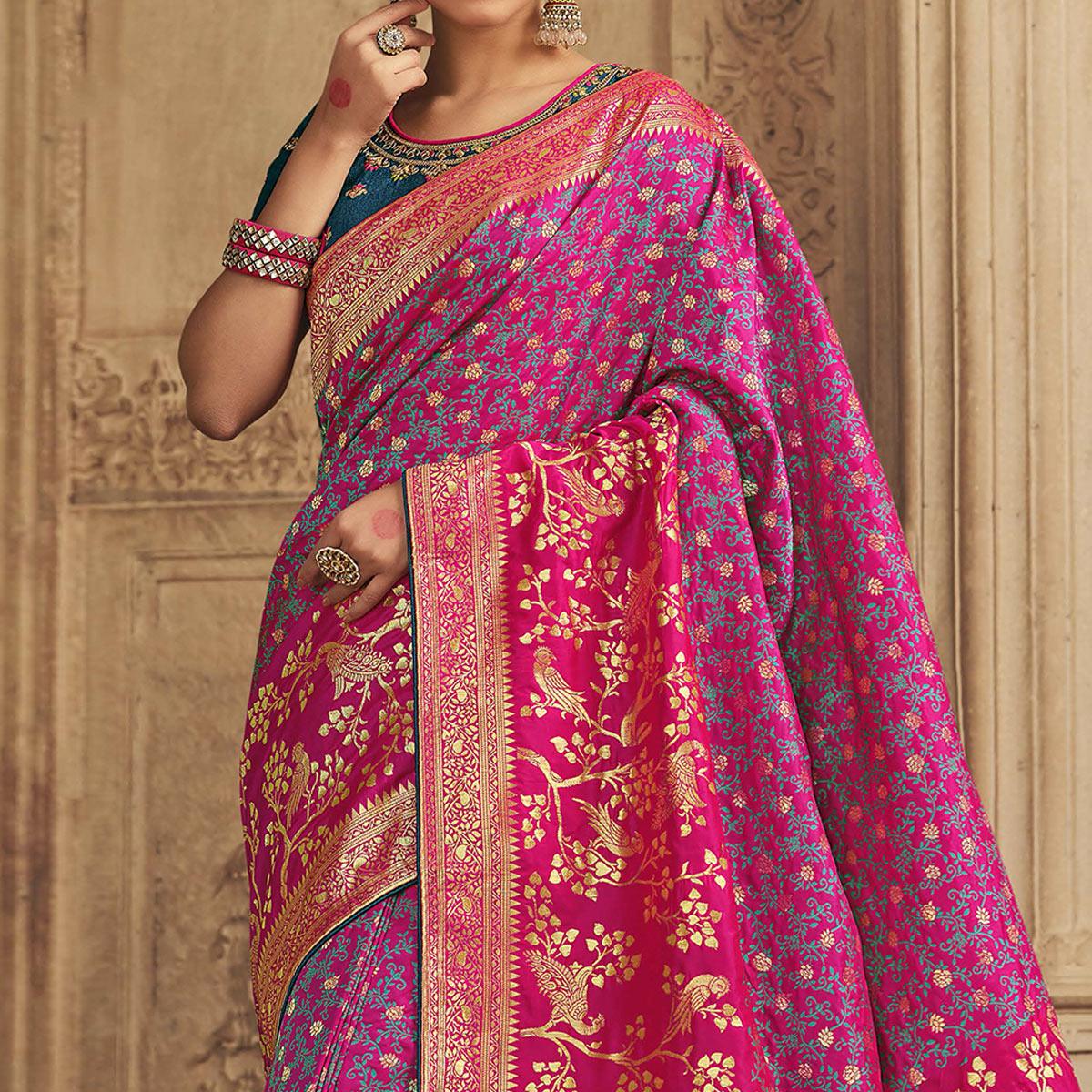 Purple Festive Wear Woven Silk Saree - Peachmode