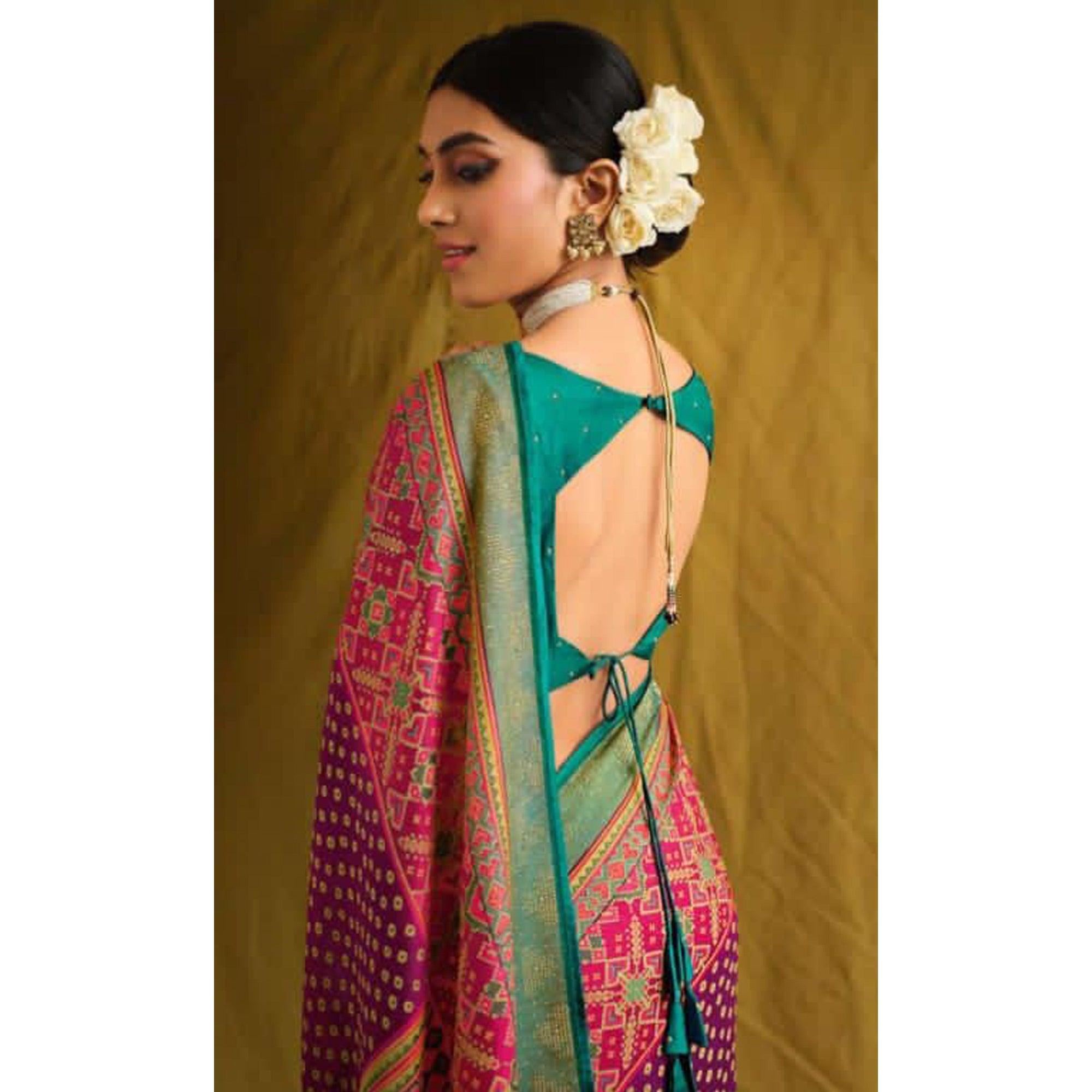Purple Partywear Weaving Resham Work Brasso Saree - Peachmode