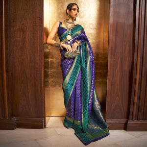 Purple Woven Art Silk Saree - Peachmode