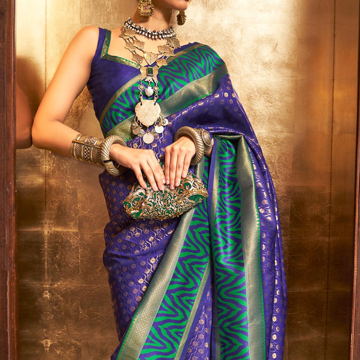 Purple Woven Art Silk Saree - Peachmode