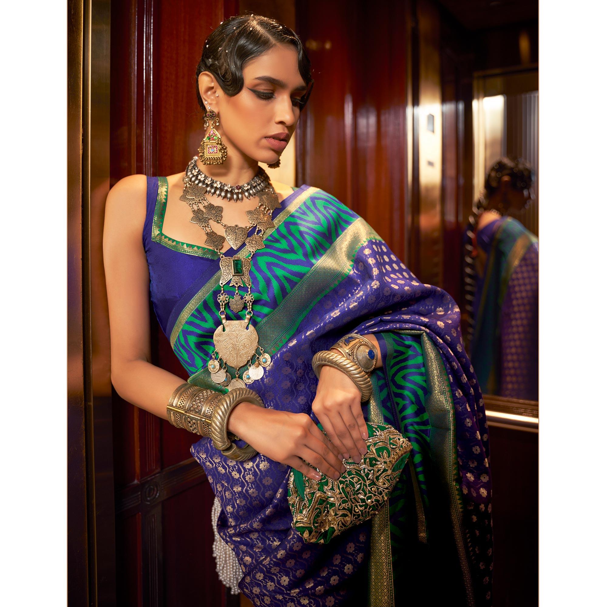Purple Woven Art Silk Saree - Peachmode