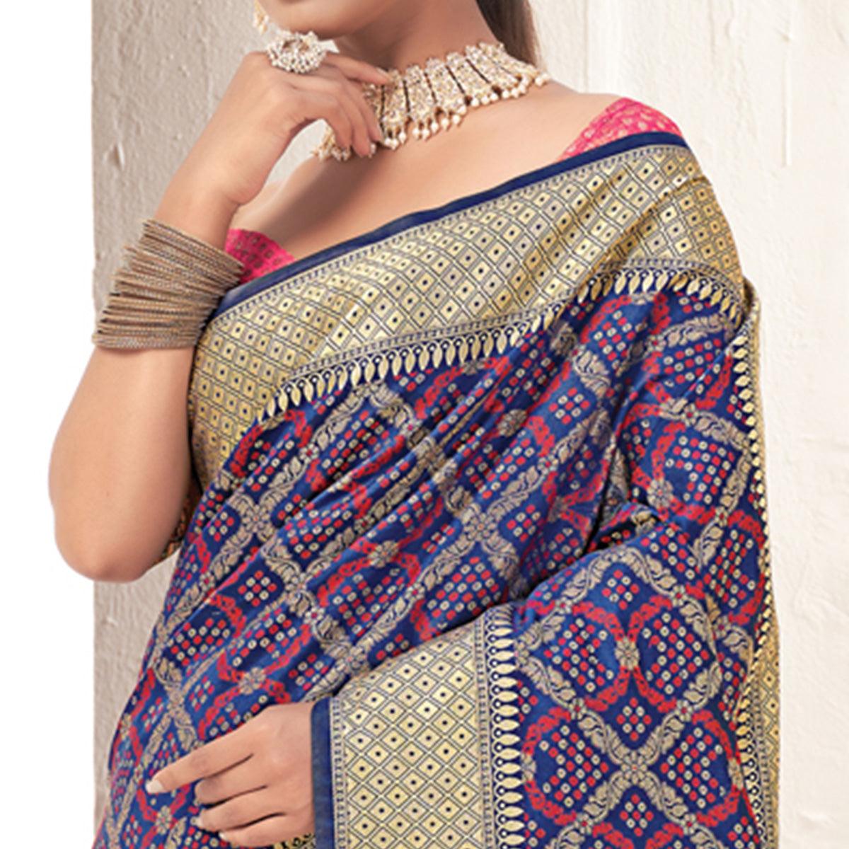 Purple Woven Patola Art Silk Saree - Peachmode