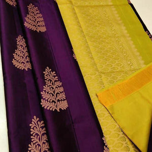Purple Zari Woven Art Silk Saree - Peachmode