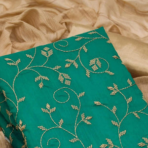 Rama Casual Wear Embroidered Chanderi Dress Material - Peachmode