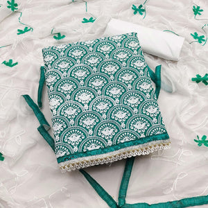 Rama Embroidered Poly Cotton Dress Material - Peachmode