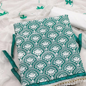 Rama Embroidered Poly Cotton Dress Material - Peachmode