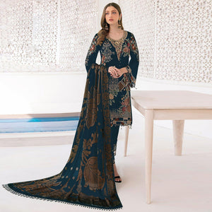 Rama-Teal Blue Partywear Designer Embroidery & Sequence Work Heavy Georgette Salwar Suit - Peachmode