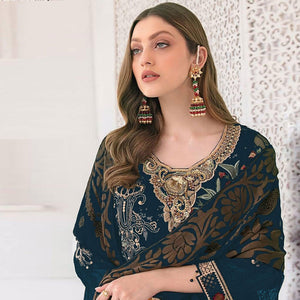 Rama-Teal Blue Partywear Designer Embroidery & Sequence Work Heavy Georgette Salwar Suit - Peachmode