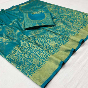 Rama Woven Jacquard Saree - Peachmode