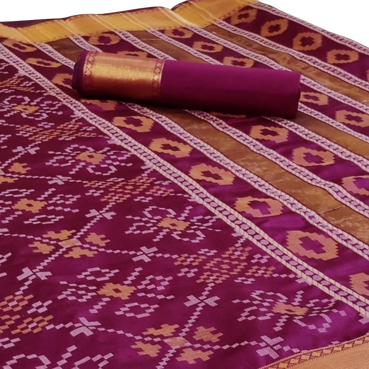 Rani Pink Festive Wear Traditional Silk Woven Saree - Peachmode