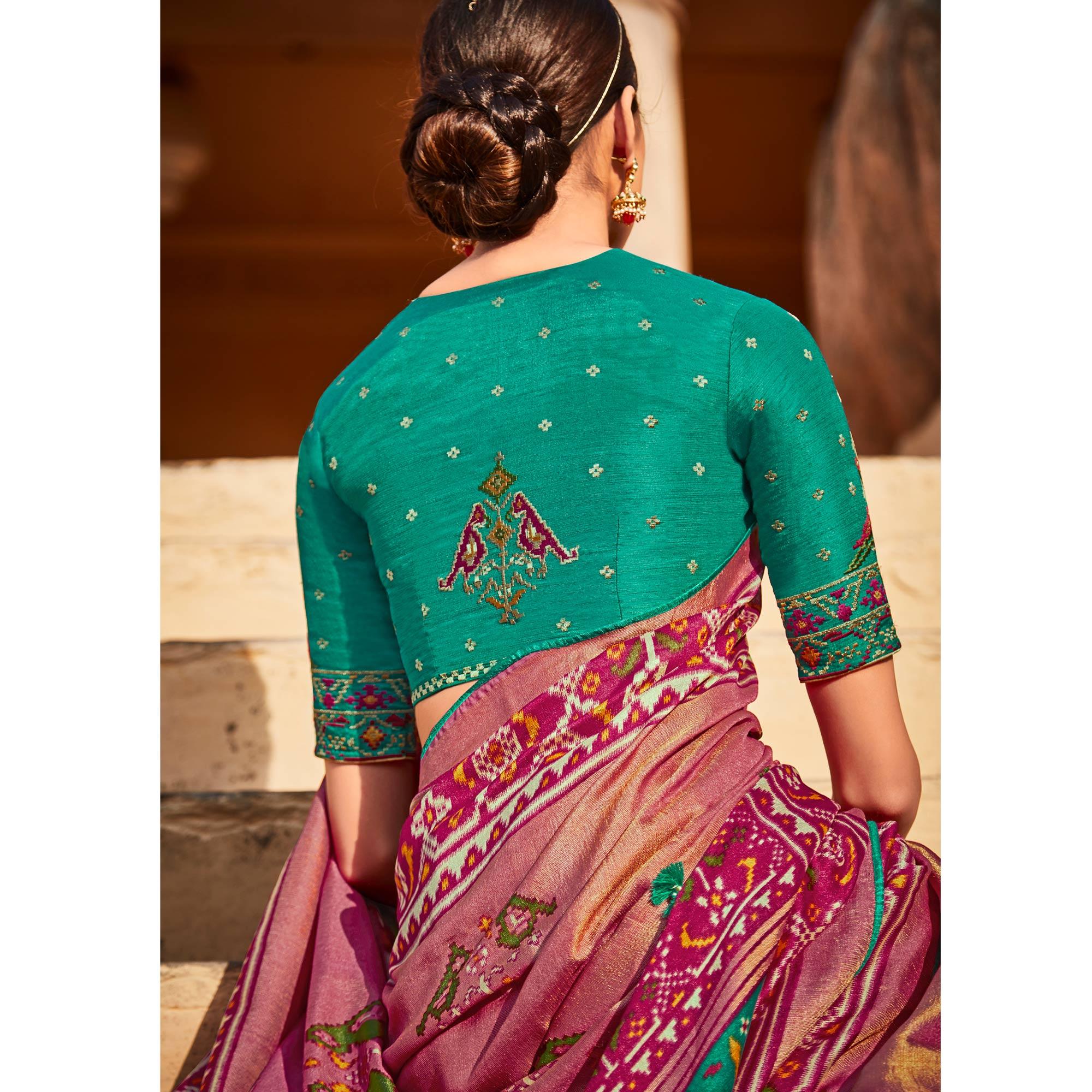 Rani Purple Festive Wear Printed Silk Saree - Peachmode